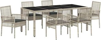 vidaXL Vidaxl - Conjunto De Comedor De Jard&iacute;n 7 Pcs Gris Claro Polirat&aacute;n