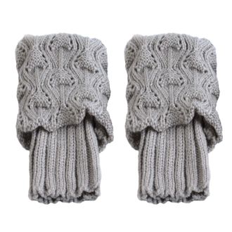 Generic Leg For Women For Winter 80s Ribbed Knit Leg Warmer Winter Warm Long Boot Socks Leg Warmer (Grey, One Size)