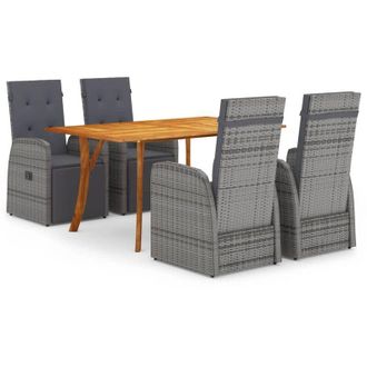 vidaXL Juego De Comedor Para Jard&iacute;n 5 Piezas Gris Vidaxl