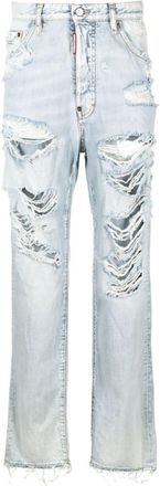 Dsquared2 ripped low-rise straight-leg jeans - men - Cotton - 56 - Blue