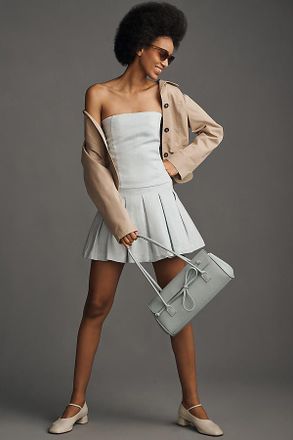 Bishop + Young Positano Strapless Linen Pleated Mini Dress