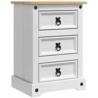 vidaXL Bedside Table with Drawer White 45 x 35 x 64 cm Solid Pine Wood vidaXL