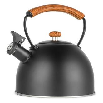 MegaChef 3.2 Quart Whistling Tea Kettle with Wood Grain Nylon Cool Touch Handle, Matte Black at Nordstrom