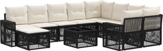 vidaXL Conjunto De Sof&aacute;s De Jard&iacute;n 11 Uds. Negro Rat&aacute;n Sint&eacute;tico Vidaxl