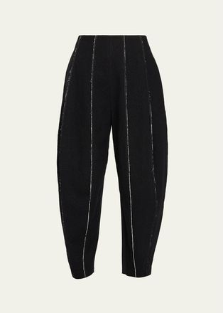 Ashlyn Boiled Wool Paneled Barrel-Leg Ankle Pants