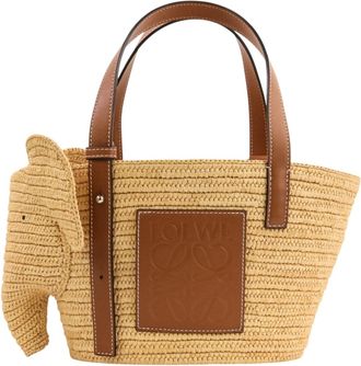 Loewe Brown Raffia Leather Basket Handbag Tote Bag (Pre-Owned)