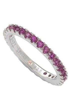 Suzy Levian Sterling Silver Pink CZ Eternity Band Ring in Red at Nordstrom Rack, Size 5.5