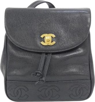Chanel Pre-owned Vintage Rugzak - Dames - Vintage Rugzakken - Zwart - ONE Size - Leer - Vintage