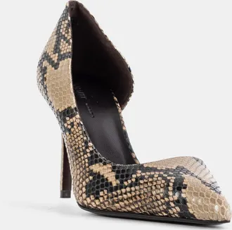 Khaite Womens Jett Dorsay 85 Python-Print Leather Pumps Beige High Heel Shoes