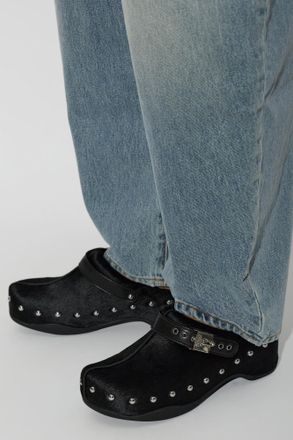 Scholl Leather Mules Phoebe, Womens, Black