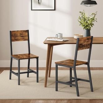 Vasagle 2 sillas de comedor de 36 x 46,6 x 87,1 cm de color marr&oacute;n y negro