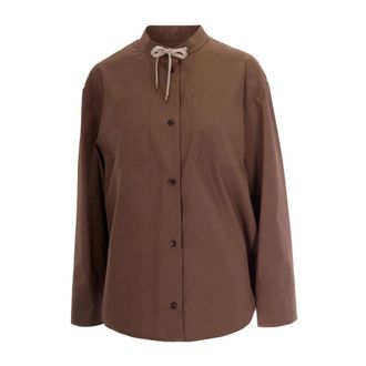 Max Mara Shirts, female, Brown, Size: 2XS Camicia Popeline