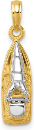 Diamond2Deal 14k Yellow Gold and White Rhodium 3-D Wave Runner with Moveable Seat Charm Pendant