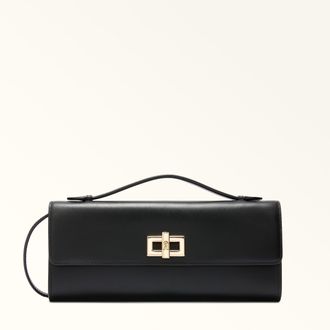 Furla Clara Clutch Nero Black Soft Calf Leather Woman
