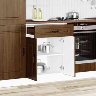Berkfield Home Kitchen Base Cabinet Kalmar Brown Oak Engineered Wood