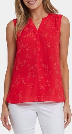 NYDJ Print Pleat Back Sleeveless Split Neck Blouse in Valentina at Nordstrom Rack, Size X-Large