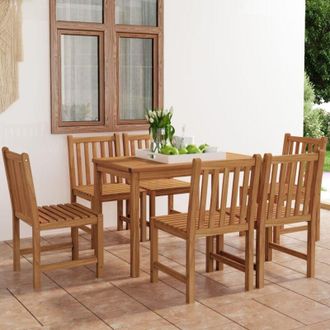 vidaXL Conjunto De Comedor De Jard&iacute;n De 7 Piezas, 120 X 70 Cm, Madera Maciza De Teca Vidaxl