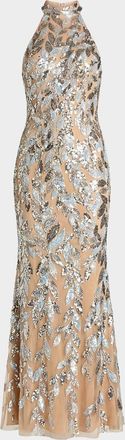 Mac Duggal Sequined Mesh Gown