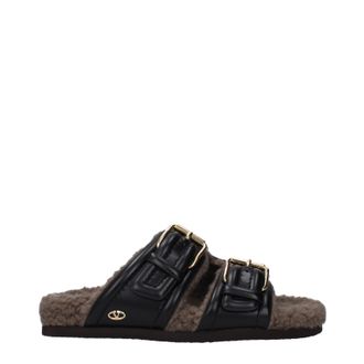 Valentino Garavani Slides und Clogs Damen Leder Schwarz