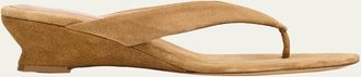 Le Monde Beryl 50mm Suede Micro Wedge Thong Sandals