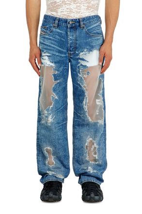Diesel Regular Jeans Regular Waist 2024 D-Macs - Jeans - Man - Blue