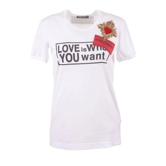 Dolce & Gabbana T-Shirts, female, White, Size: 3XS Love Is What You Want Short Sleeve T-shirt