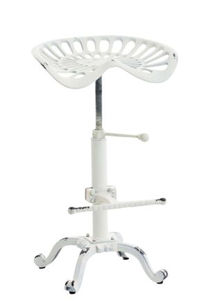 Clp Taburete de bar industrial regulable en Metal Blanco antiguo