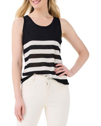 Nic+Zoe Nic+Zoe Featherweight Striped Linen-Blend Tank