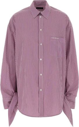 Balenciaga Striped Poplin Shirt with Tie Cuffs - female - Balenciaga - Shirts - Purple - XS - Blouses & Shirts