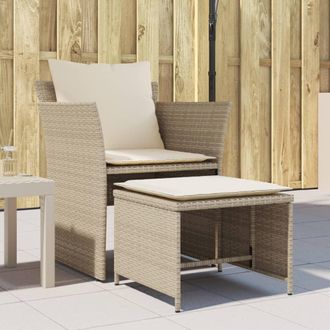 vidaXL Sill&oacute;n De Jard&iacute;n Con Reposapi&eacute;s Rat&aacute;n Sint&eacute;tico Beige Vidaxl