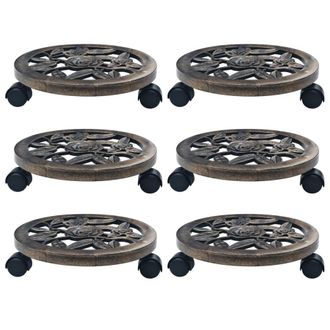 vidaXL Vidaxl - Soporte Con Ruedas De Plantas 6 Uds Pl&aacute;stico Color Bronce 30 Cm