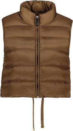 Max Mara Jassen, Dames, Bruin, S, Polyester, Cropped Padded Vest