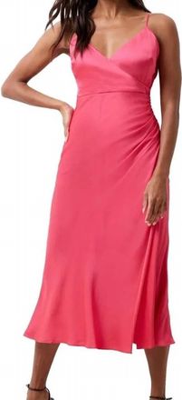French Connection Enis Satin Slip Midi Dress In Azalea