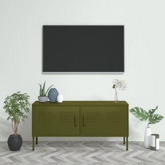Berkfield Home TV Cabinet Olive Green 105x35x50 cm Steel | Size: 105 x 35 x 50 cm