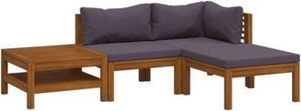 vidaXL Vidaxl - Muebles De Jard&iacute;n 4 Pzas Cojines Madera Maciza De Acacia