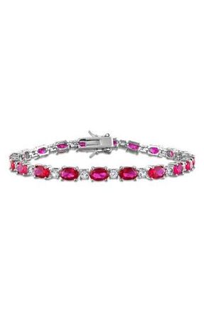 Delmar Lab Created Ruby & Lab Created White Sapphire Tennis Bracelet in Red at Nordstrom Rack