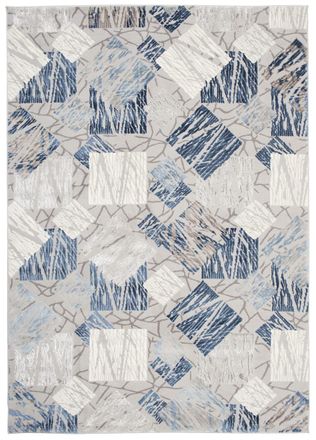 Tapiso Alfombra de sal&oacute;n azul marino gris crema 3d 120 x 170 cm