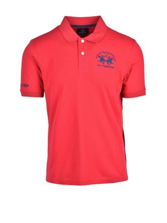 La Martina Red Cotton Logo Polo Shirt