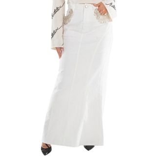 Rotate Ladies Pristine White Twill Maxi Skirt, Brand Size 38 (US Size 4)