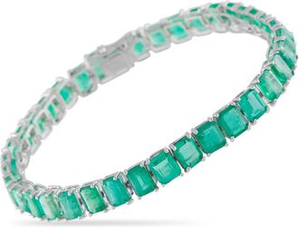 Luxury Bazaar Platinum 26.87ct Emerald Line Bracelet MF08-040626