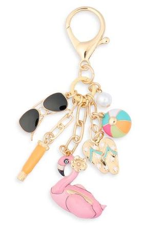 Leith Flamingo Beaded Bag Charm in Pink Multi- Gold at Nordstrom Rack