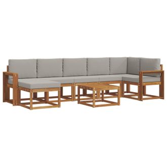 vidaXL Conjunto De Sof&aacute;s De Exterior 8 Pcs Gris Natural Y Claro Vidaxl