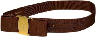 Ferragamo Pre-owned Grosgrain Riem - Dames - Vintage Accessoires - Bruin - ONE Size - Leer - Vintage