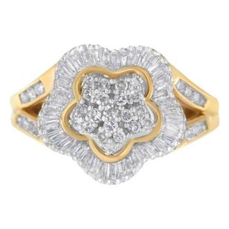 House of Brilliance 10KT Yellow Gold 1.00 cttw Diamond Ballerina Ring at Nordstrom, Size 7