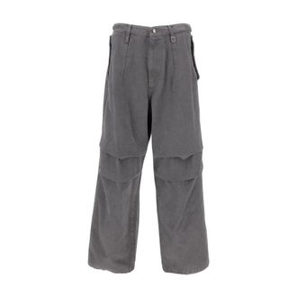 Wooyoungmi Wide Trousers, male, Gray, Size: S Wide-leg Trousers