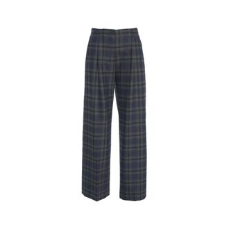ottod'Ame Wide Trousers, female, Blue, Size: XS Elegant Glencheck Pleated Trousers Blue