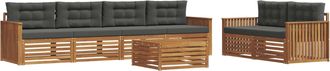 vidaXL Conjunto De Sof&aacute;s De Exterior 7 Uds. Natural Y Antracita Vidaxl