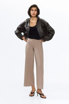 H&M Crease-front Jersey Trousers in Taupe at Nordstrom, Size X-Small