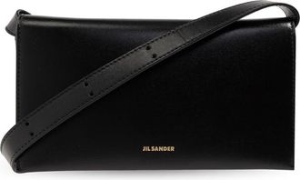 Jil Sander Schoudertas met logo - Dames - Schoudertassen - Zwart - ONE Size - Leer - Tassen