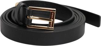 Dolce & Gabbana Black Calf Leather Gold Metal Buckle Mens Belt